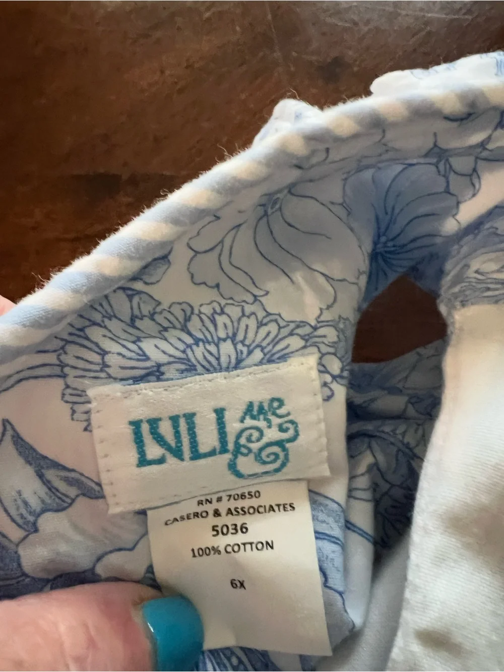 Luli & Me Blue and White Floral Smocked Waist Dress